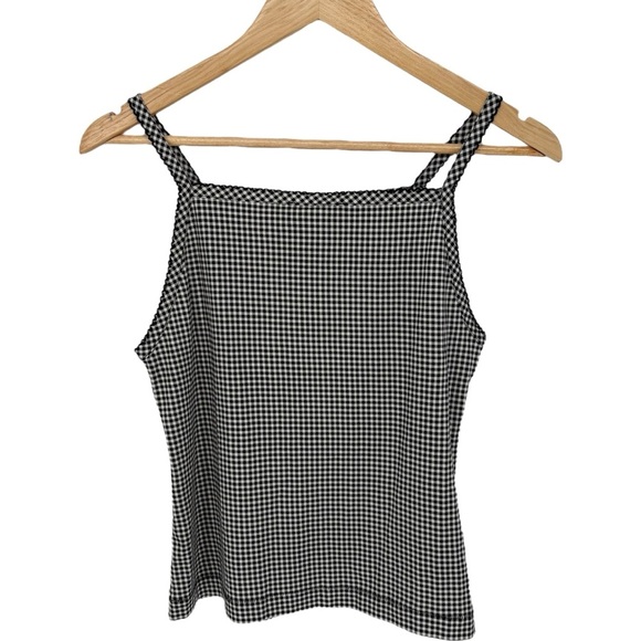 NWT DÔEN Angie Straight Neck Tank | Sz Medium | Noir La Maddalena Gingham Black - Picture 2 of 14